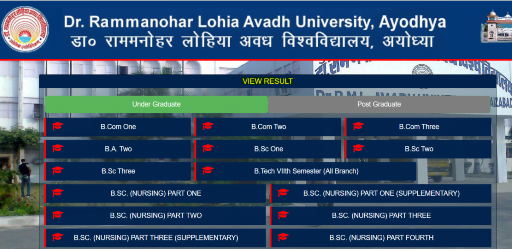 Dr. Ram Manohar Lohia Avadh University (RMLAU) Result