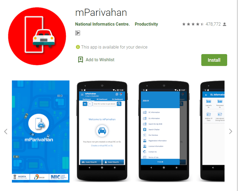 mparivahan app download from google play store