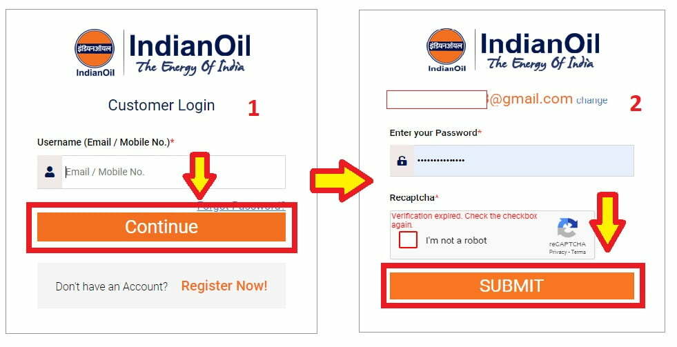 indian oil gas customer login