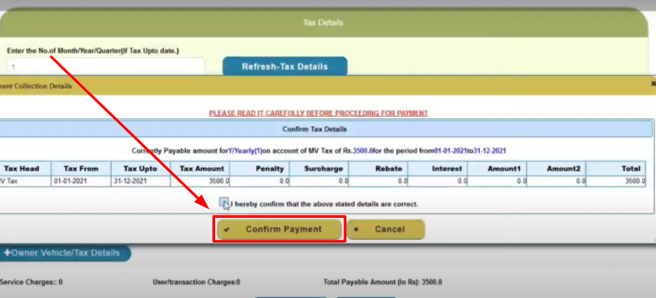 jharkhand road tax confirm payment online