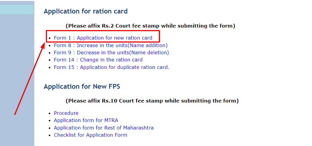 maharashtra ration card download form online process