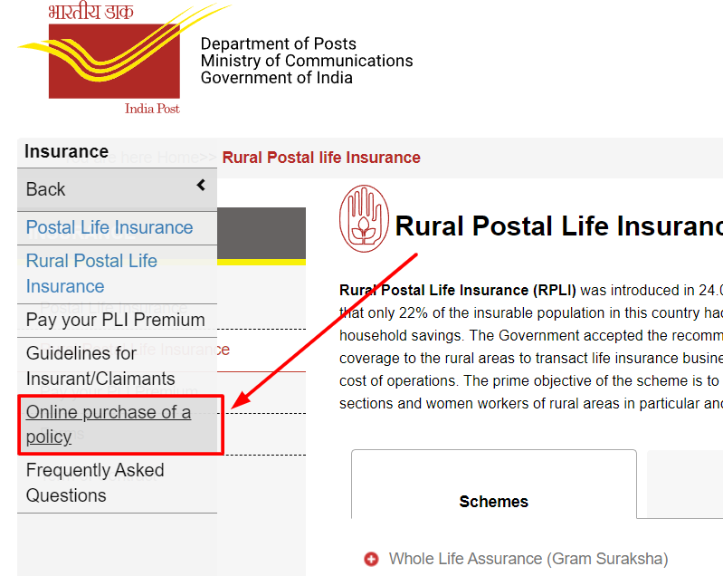 online purchase policy postal beema