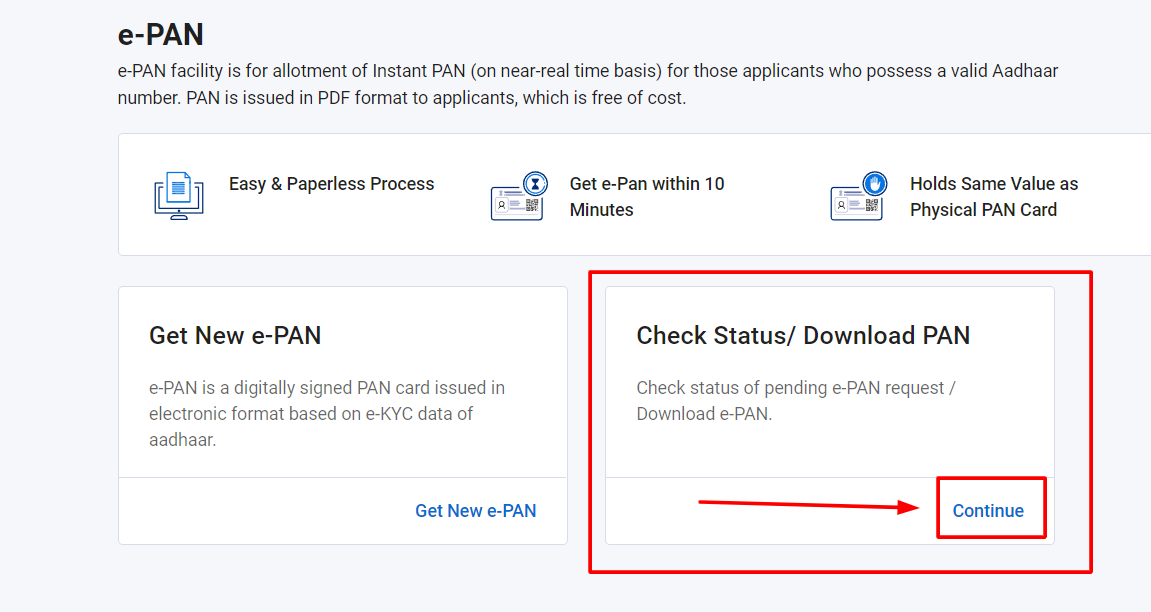 e-pan card check status