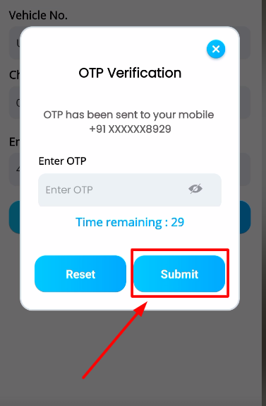 OTP verificattion RC details add mparivahan app