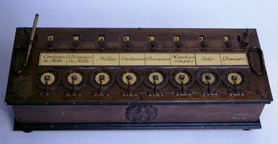 Arithmetic-Machine-The-Pascaline-French-Blaise-Pascal computer