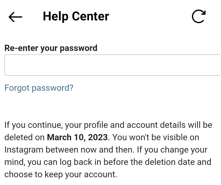 re enter your password