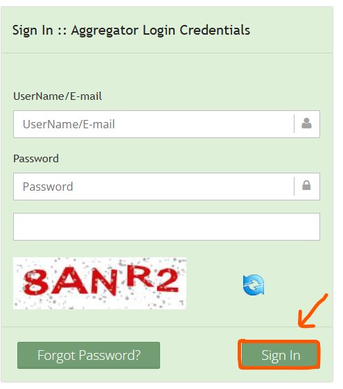Aggregator login form