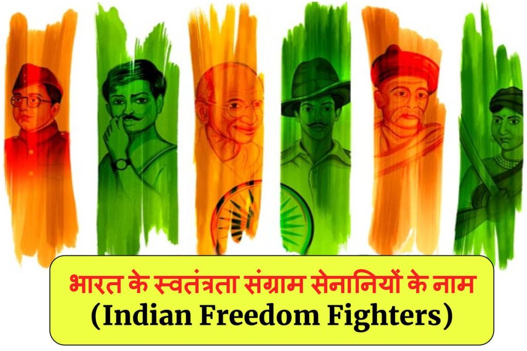 Indian Freedom Fighters - भारत के स्वतंत्रता संग्राम सेनानियों के नाम