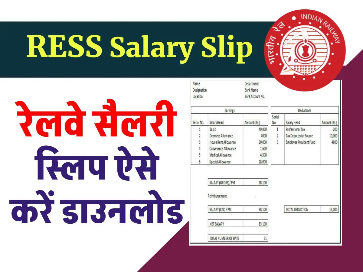RESS Salary Slip। AIMS Portal Indian Railways - रेलवे सैलरी स्लिप